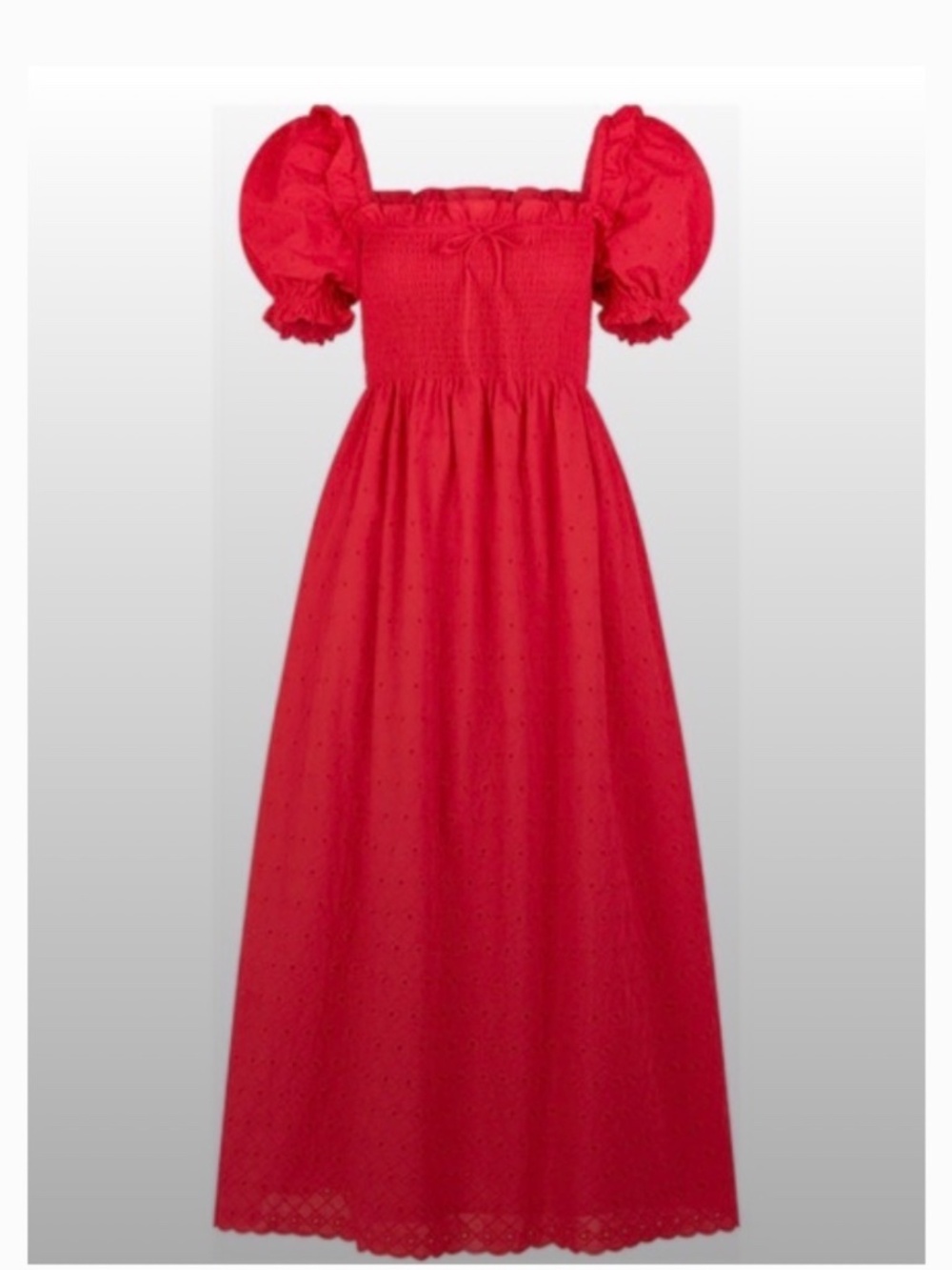 Hill House - The Scarlett Nap Dress - Red Daisy Check Eyelet